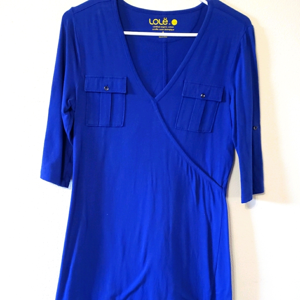 LOLË Small 3/4 Sleeve Blue Swim Dress/Coverup